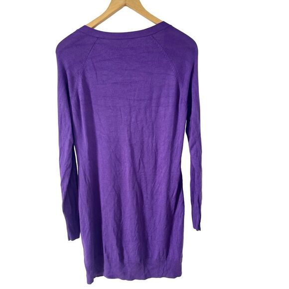 Elie Tahari Purple Silk Cashmere Blend Long Cardigan Sweater - Picture 2 of 7